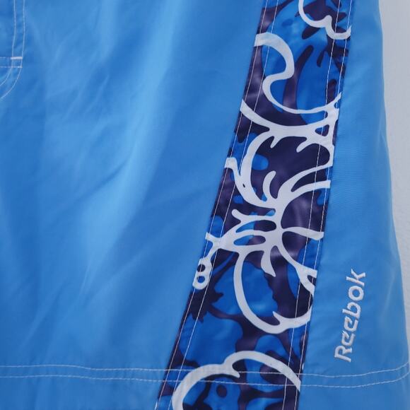 Reebok Men's Board Shorts Swim Medium Blue, White 4" Inseam, Unlined, Hawaiian - Picture 3 of 5